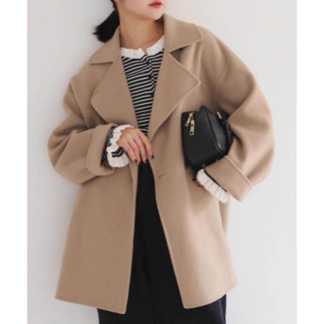 SLOBE IENA souple wool ダブルフェイスミドルコート