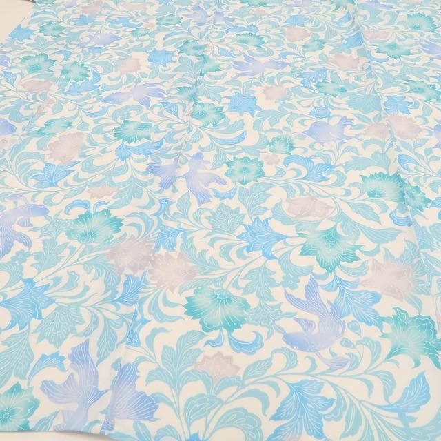 新品 撫松庵 型染金魚 セオアルファ 洗える夏着物 仕付け糸付 浴衣 6210