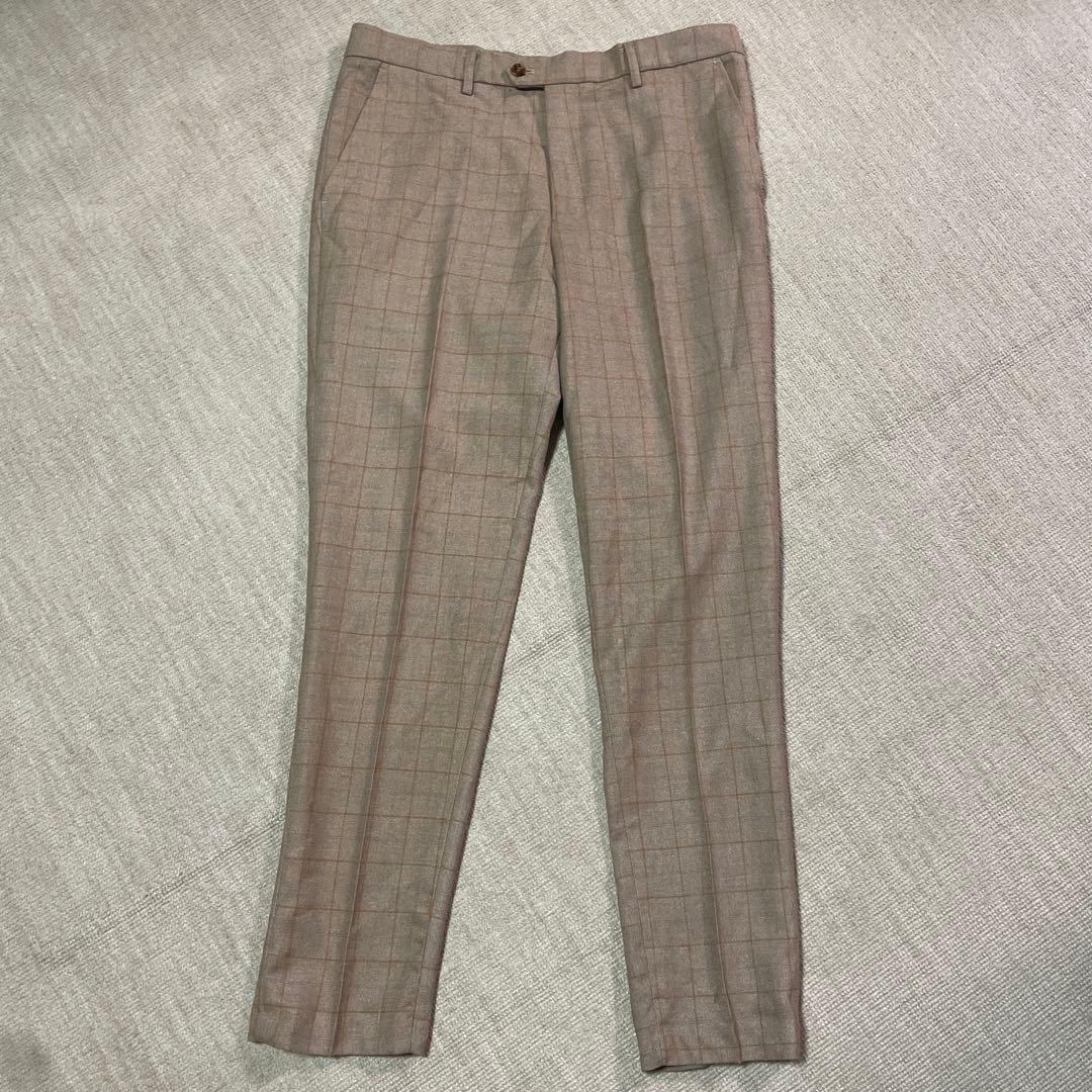 ベージュ チェック柄 3ピーススーツ　WENERGY