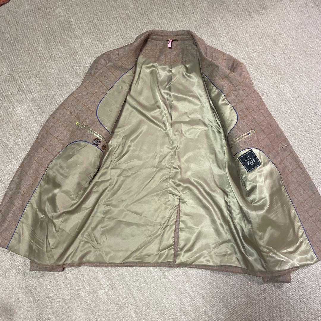 ベージュ チェック柄 3ピーススーツ　WENERGY