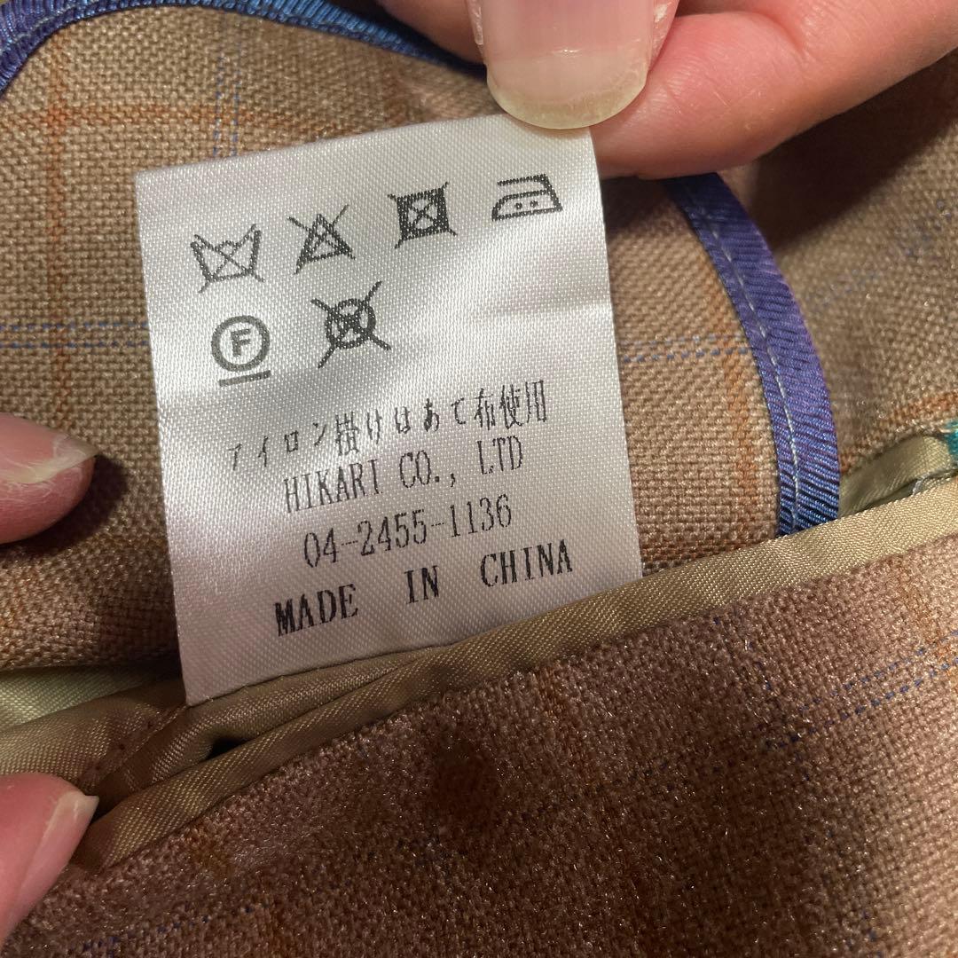 ベージュ チェック柄 3ピーススーツ　WENERGY