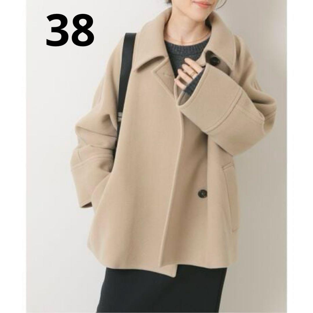 スピックアンドスパン W/Nyモッサステンカラーショートコート 38 ベージュ