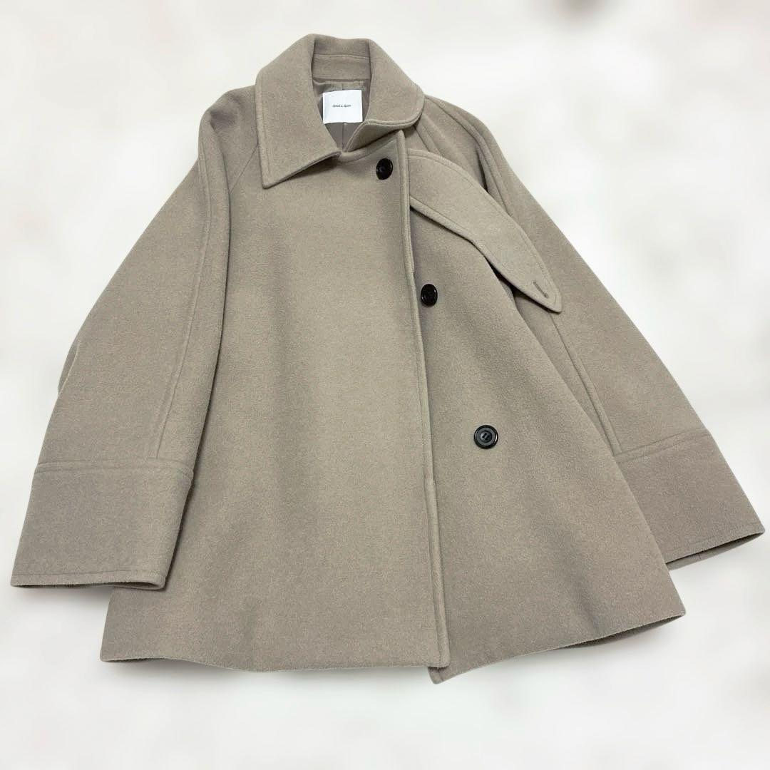 スピックアンドスパン W/Nyモッサステンカラーショートコート 38 ベージュ