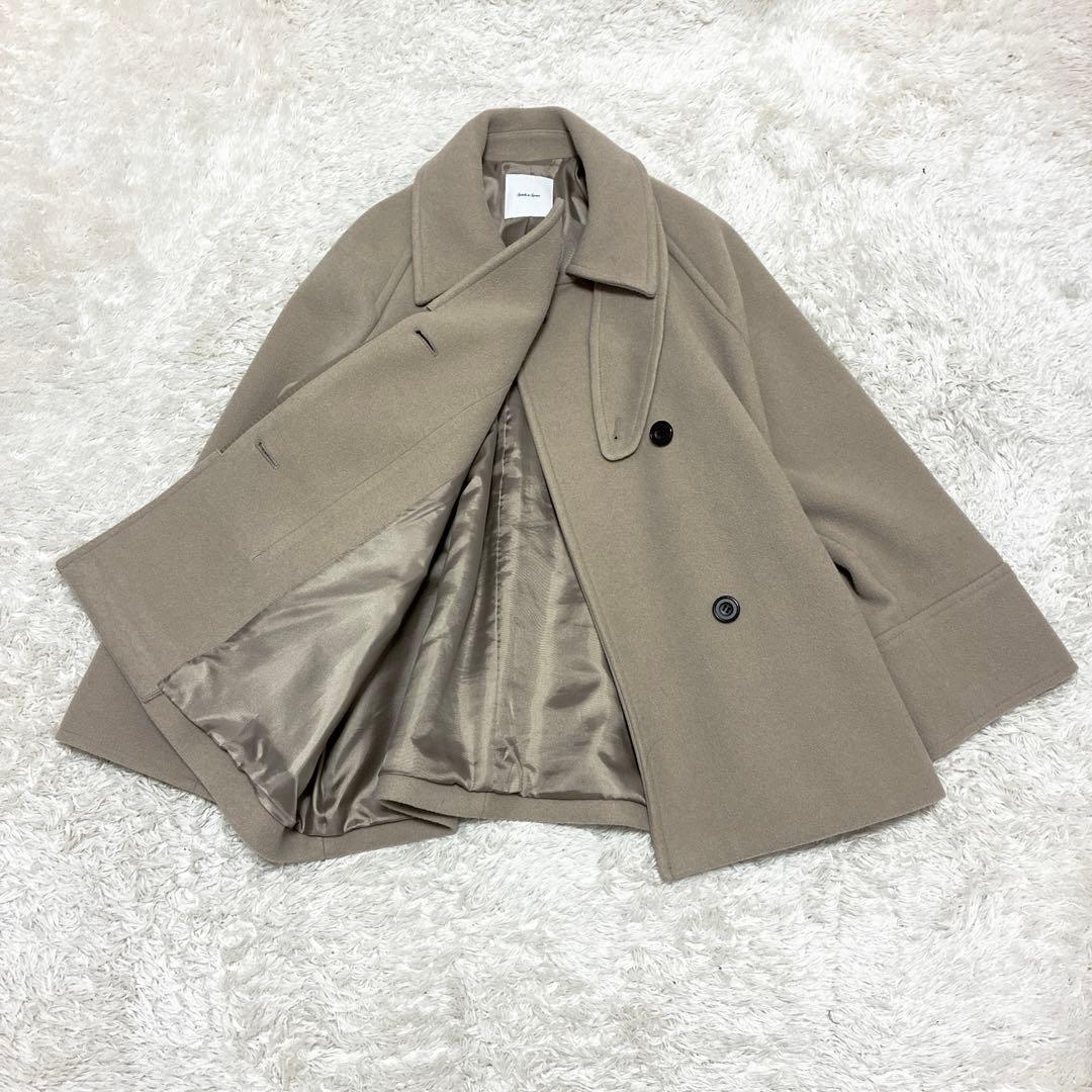 スピックアンドスパン W/Nyモッサステンカラーショートコート 38 ベージュ