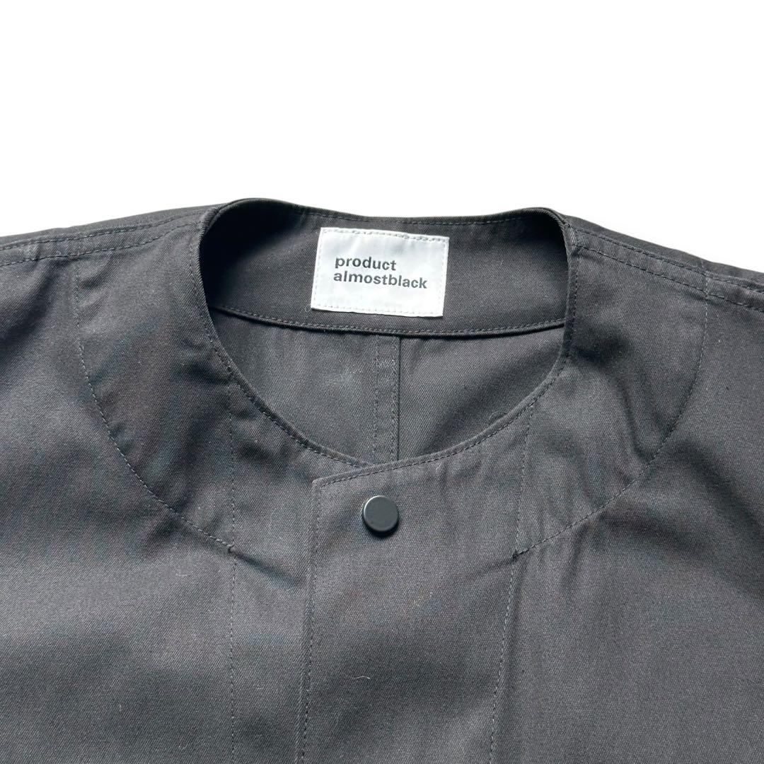 極美品 オールモストブラック ノーカラー シャツジャケット ウォッシャブル 黒