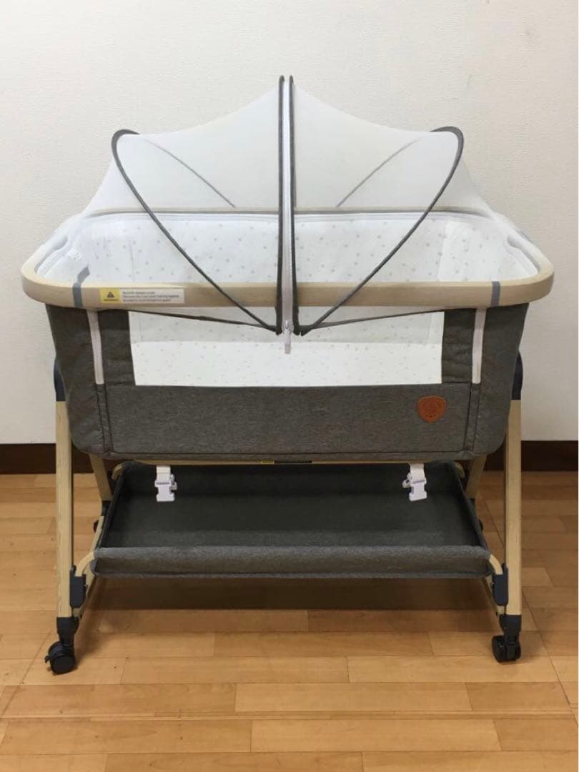 HZDMJ ベビーベッド　折りたたみベッド　グレー