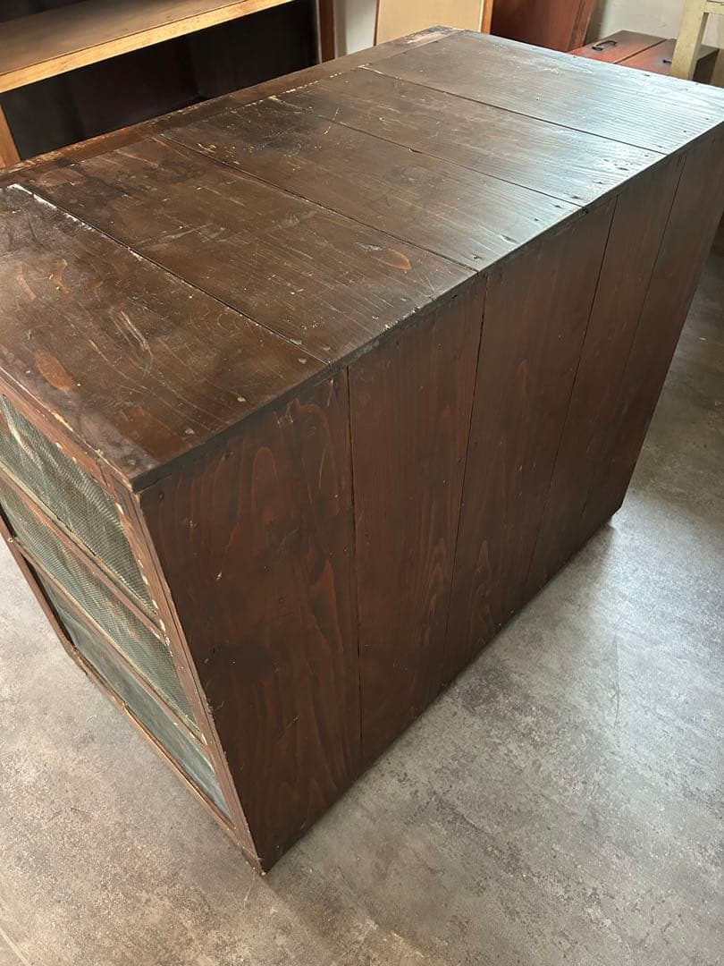 蝿帳食器棚　収納棚　網戸棚　古道具　古家具　昭和レトロ　店舗什器　アンティーク