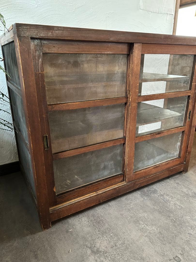 蝿帳食器棚　収納棚　網戸棚　古道具　古家具　昭和レトロ　店舗什器　アンティーク