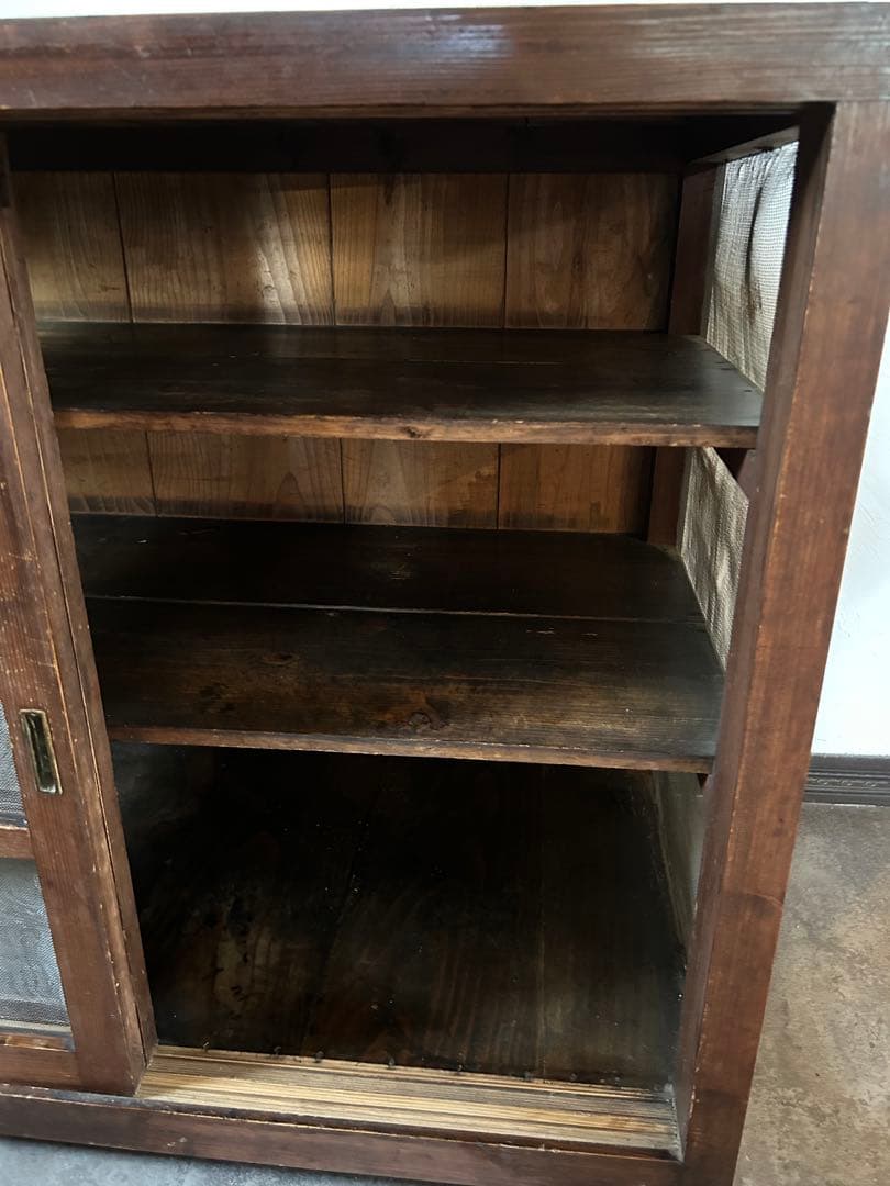 蝿帳食器棚　収納棚　網戸棚　古道具　古家具　昭和レトロ　店舗什器　アンティーク