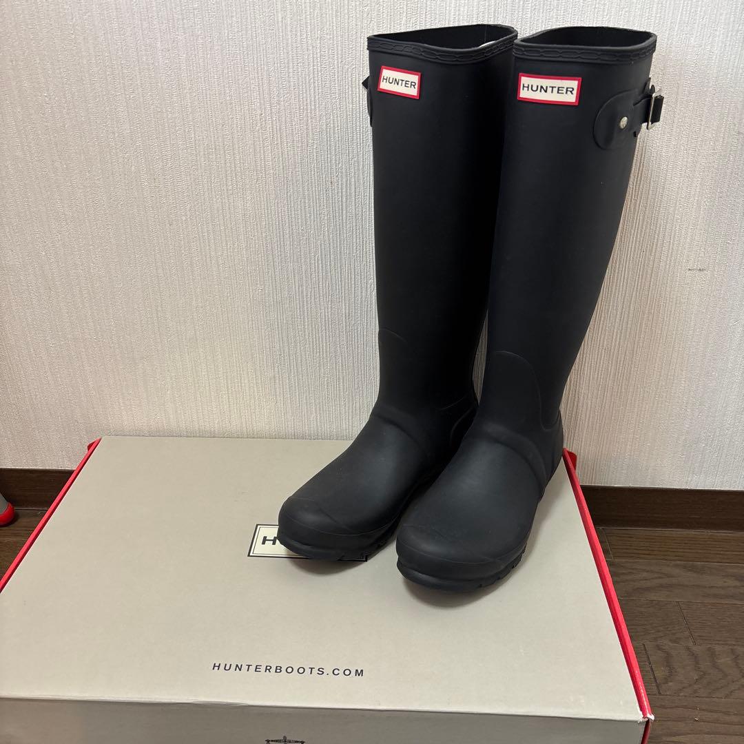 Hunter ブラック ロングブーツ　レインブーツ　ハンター25