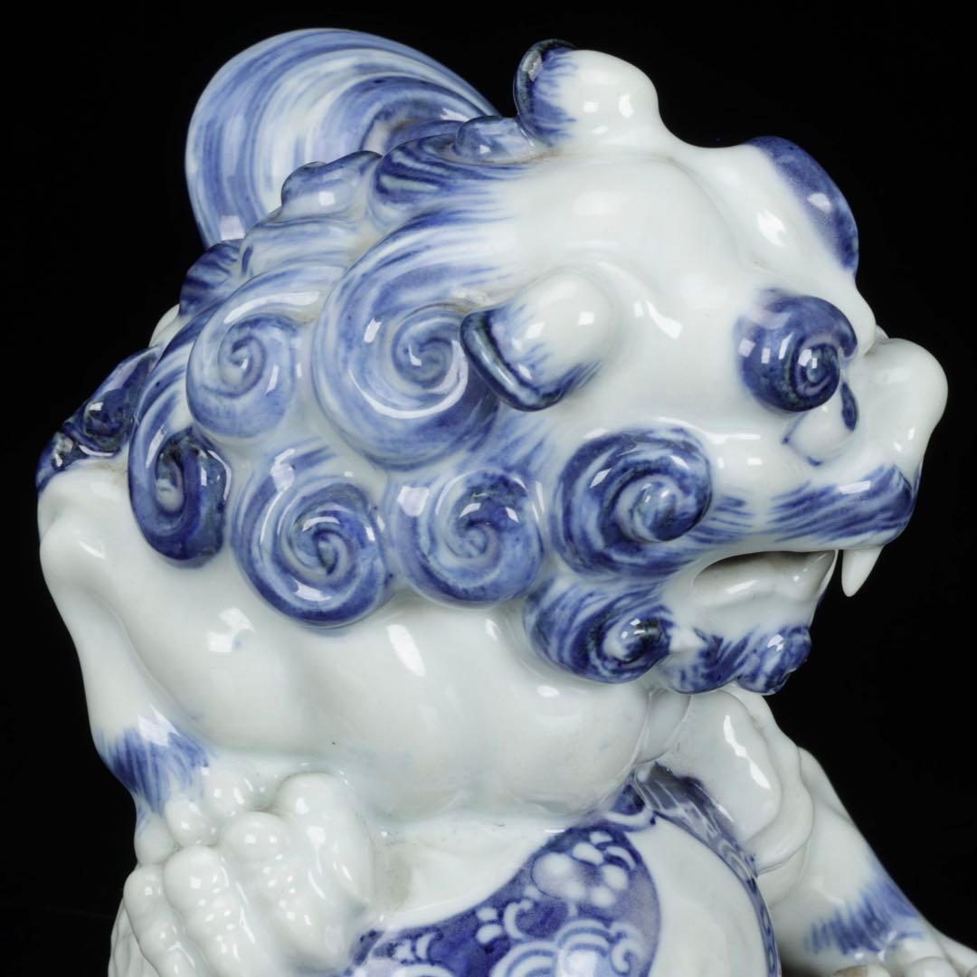 古美術　古平戸　平戸焼　染付　玉獅子　獅子　唐獅子　狛犬　縁起物　置物