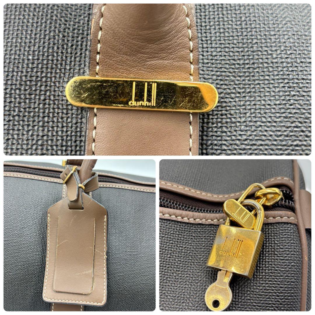 dunhill ダンヒル レザー ボストンバッグ ハンドバッグ PVC 大容量
