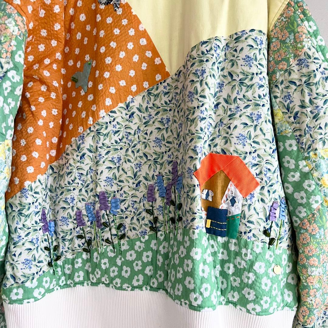 お*)様 MUVEIL 花柄 パッチワーク ジャケット ブルゾン 38