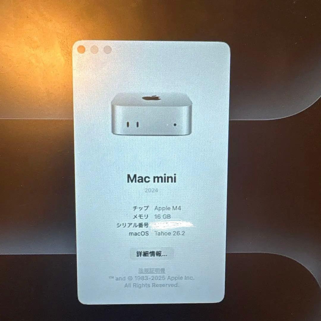 M4 Mac mini 2024 16GB (ワイヤレスキーボード、マウス付き)