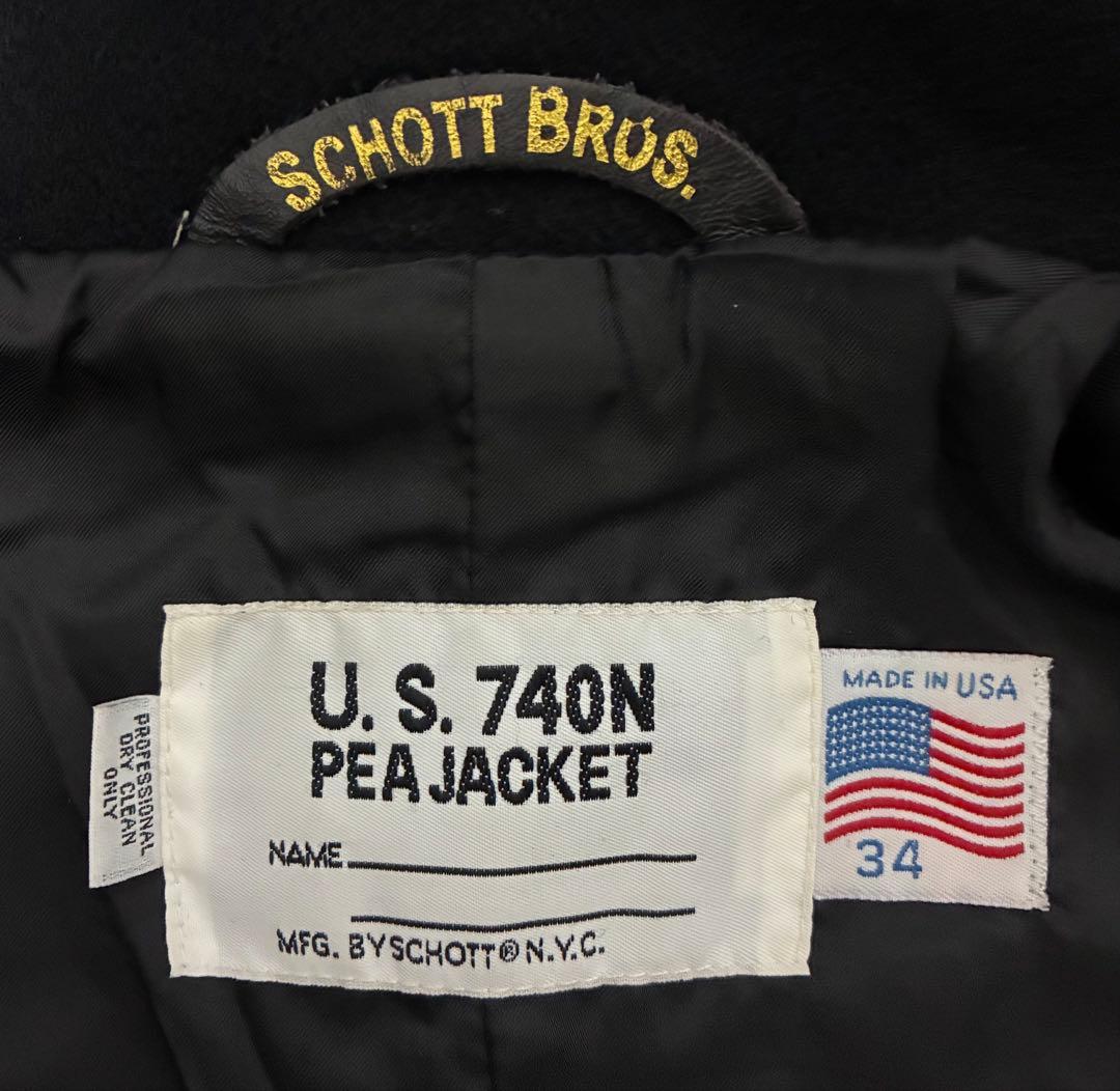 34 良品 Schott 753US Pコート ピーコート タイト スリム 濃紺