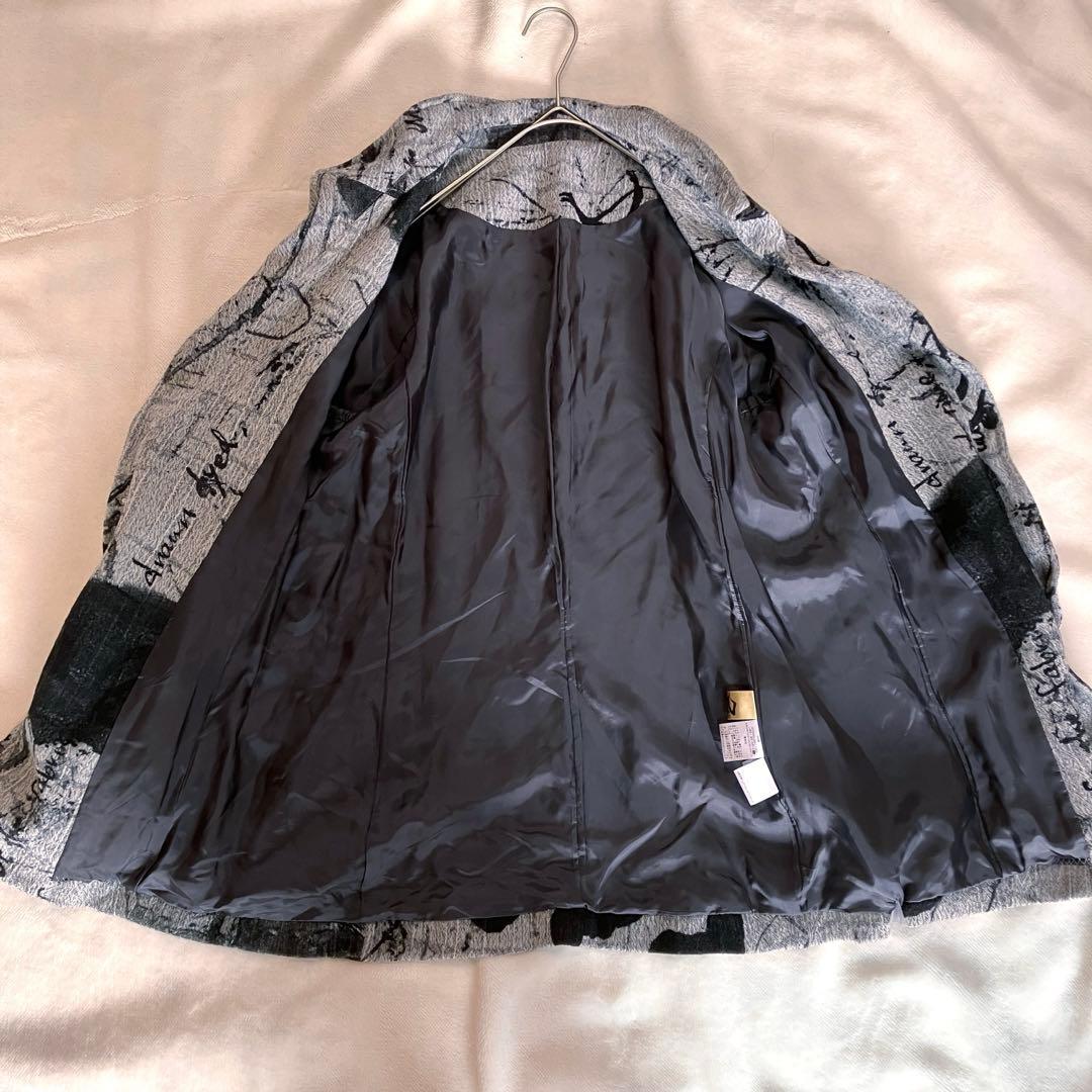 芽風センソユニコ　総柄 ワイヤーカラーウールジャケット 38