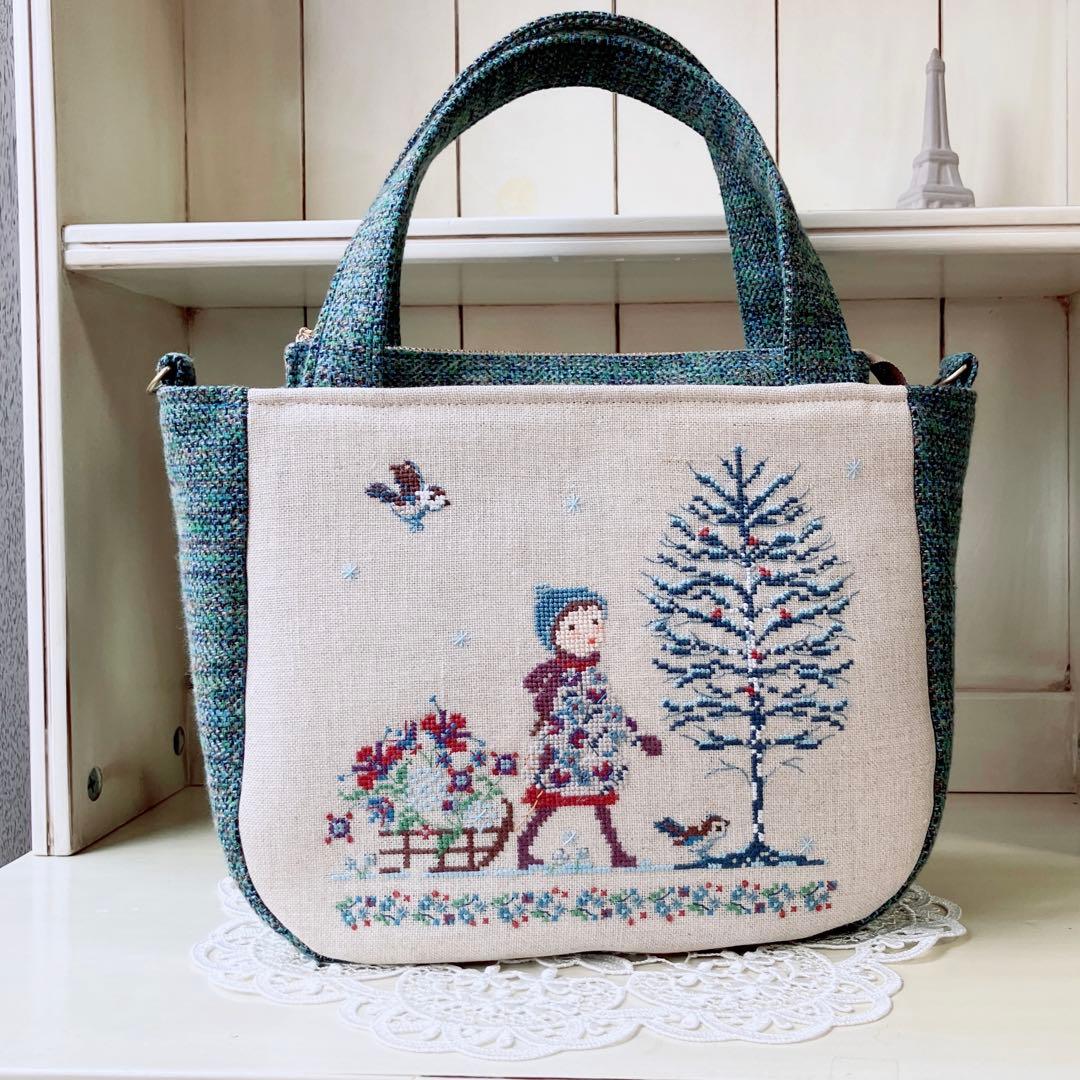 新作✦クロスステッチ❤︎ luxeバッグ　ハンドメイド サモイロフ