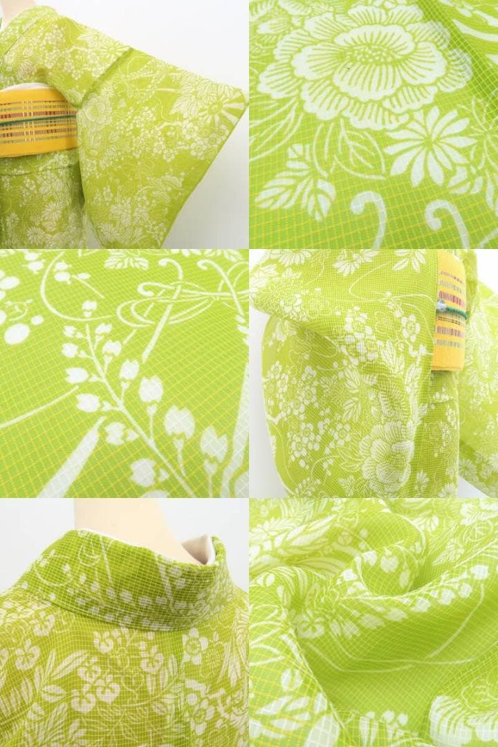 ponpon 新品 竺仙 絹紅梅 夏着物 仕付け糸付 高級浴衣 6082