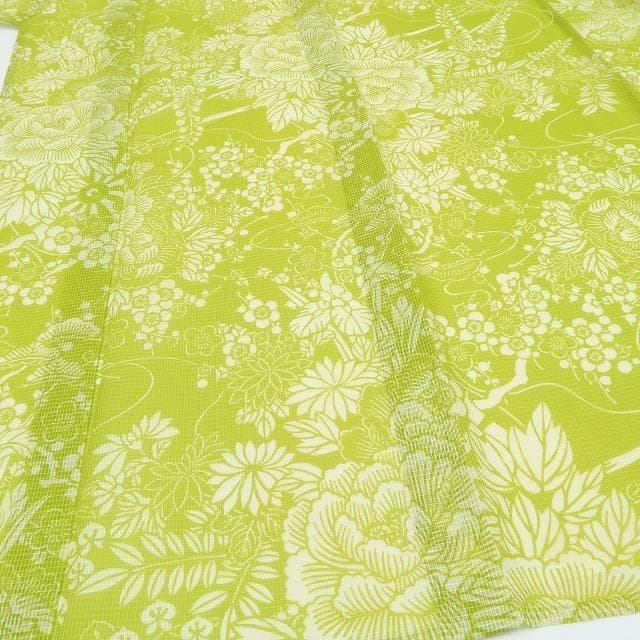 ponpon 新品 竺仙 絹紅梅 夏着物 仕付け糸付 高級浴衣 6082