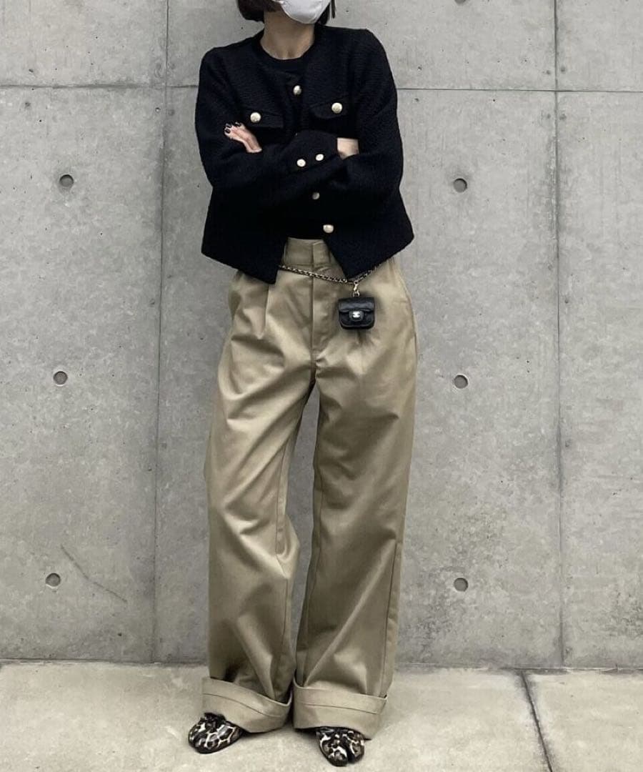 【美品】ok.soon×dickies ワイドチノパンツ　ベージュ　オクスン