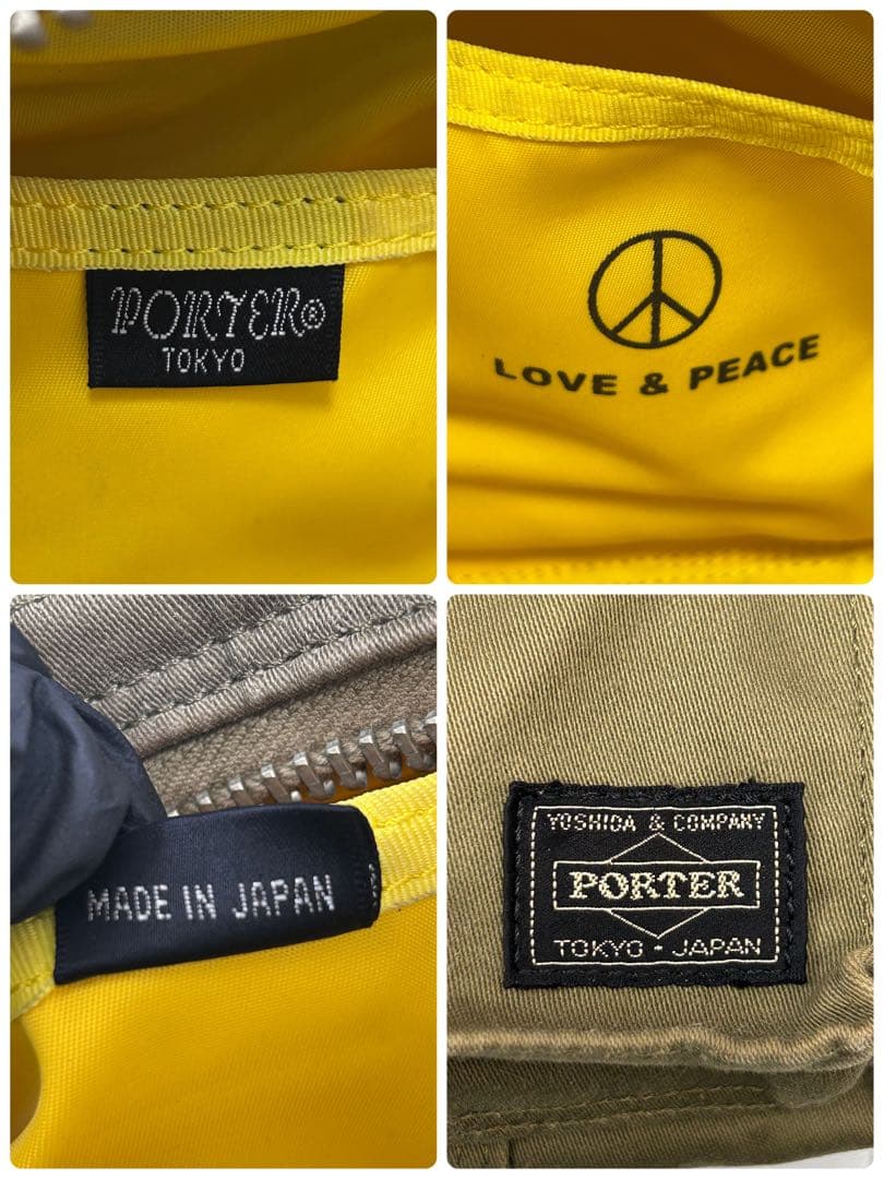 y2k PORTER ラブ&ピース 2way ミニボストンバッグ カーキ