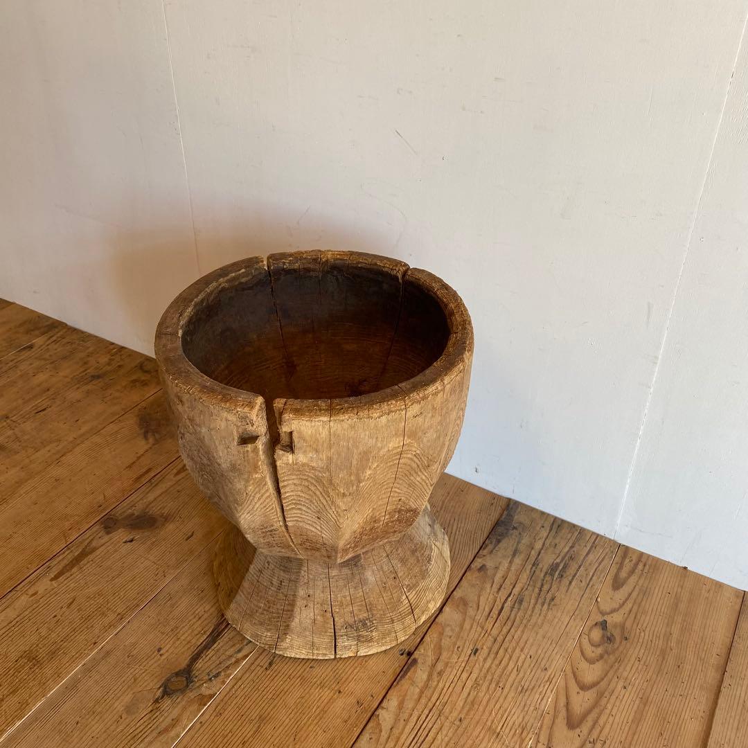 アンティーク ローテーブル 椅子 欅 臼 プリミティブ 無塗装 y156
