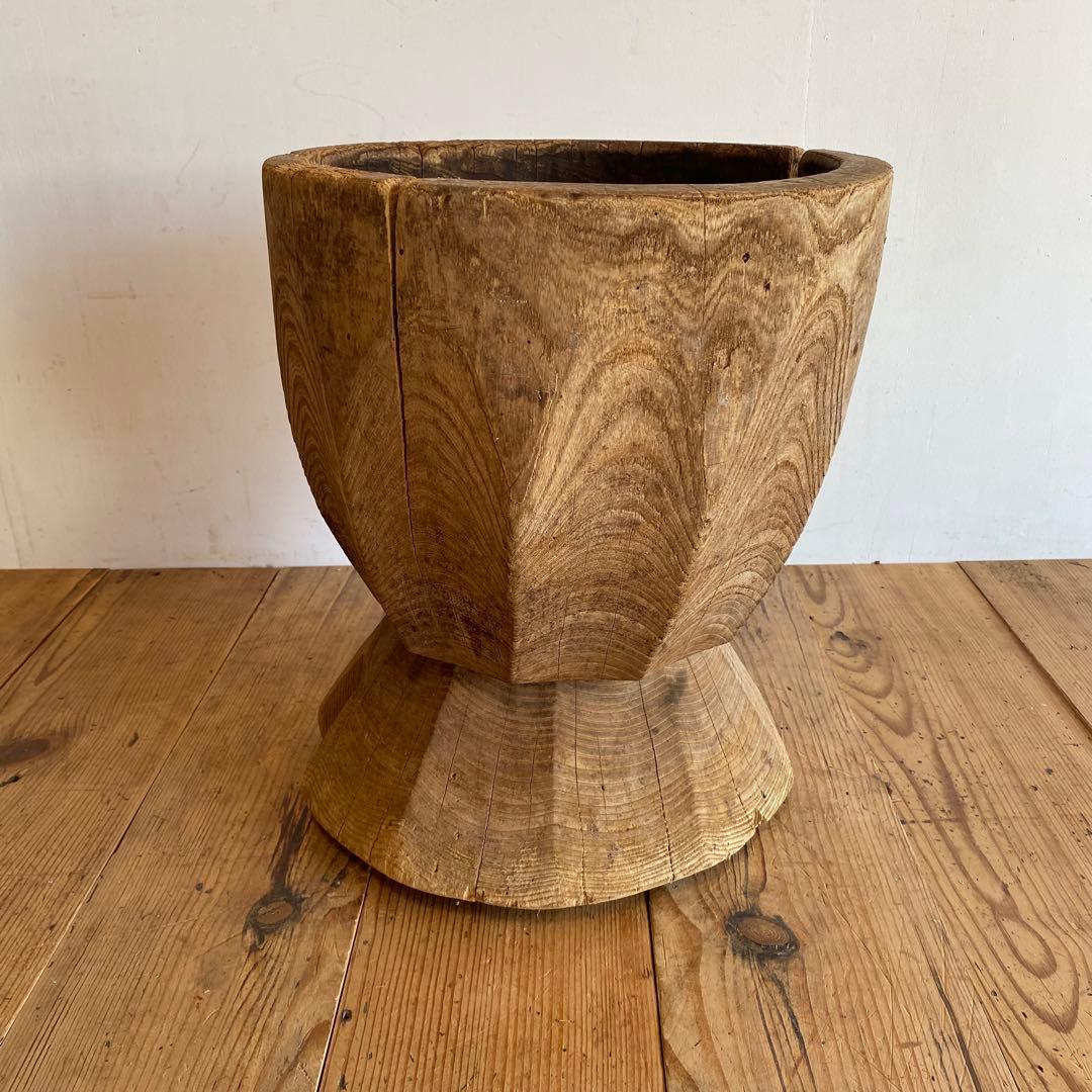 アンティーク ローテーブル 椅子 欅 臼 プリミティブ 無塗装 y156