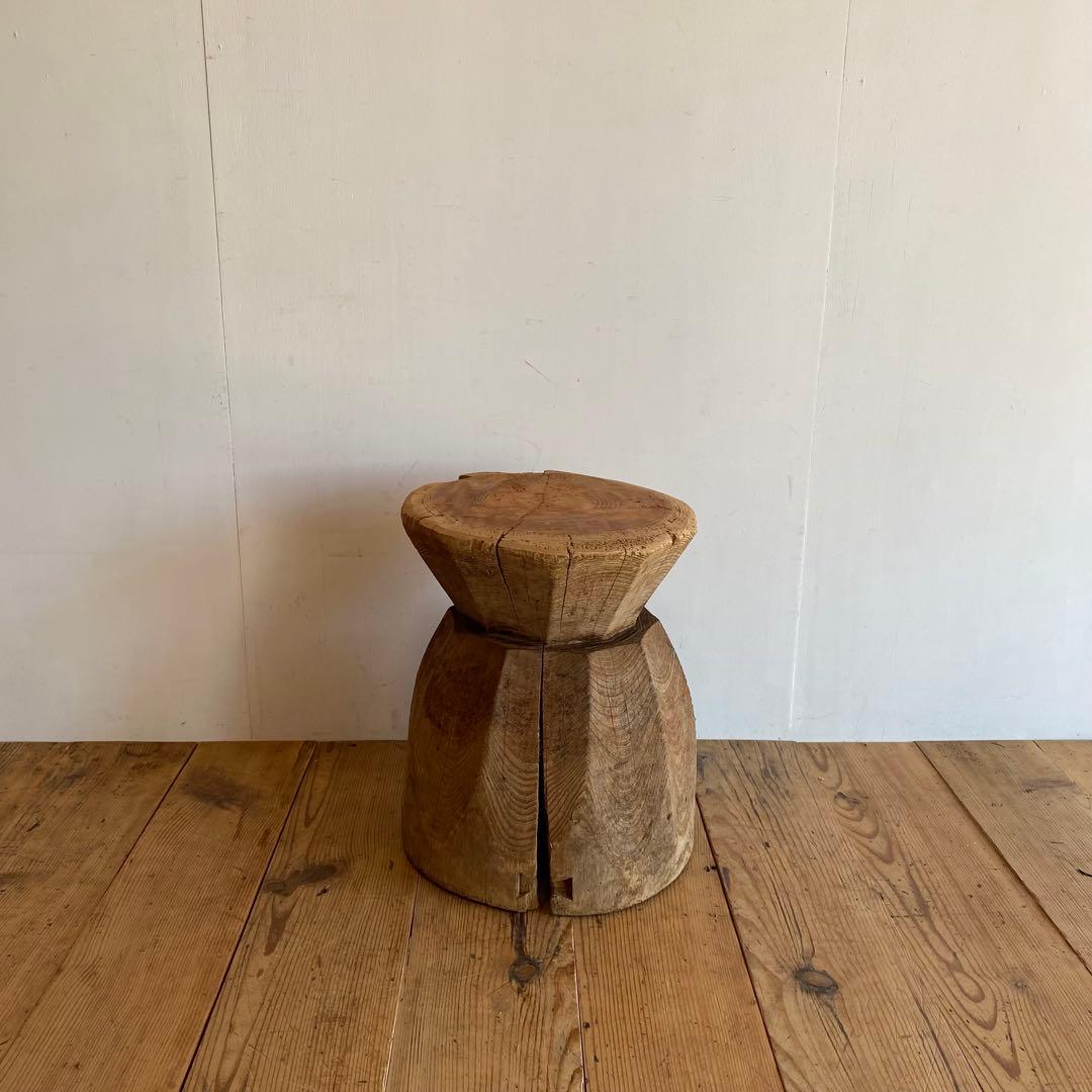 アンティーク ローテーブル 椅子 欅 臼 プリミティブ 無塗装 y156