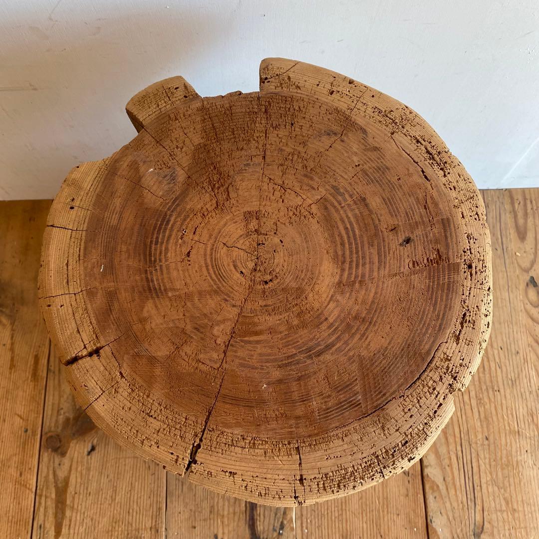 アンティーク ローテーブル 椅子 欅 臼 プリミティブ 無塗装 y156