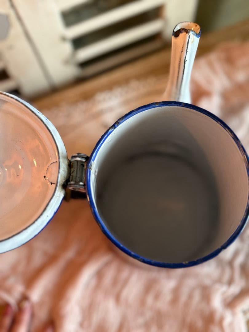 フランスアンティークホーロージャピー社ピンク薔薇とパンジー柄レア！ショコラティエ