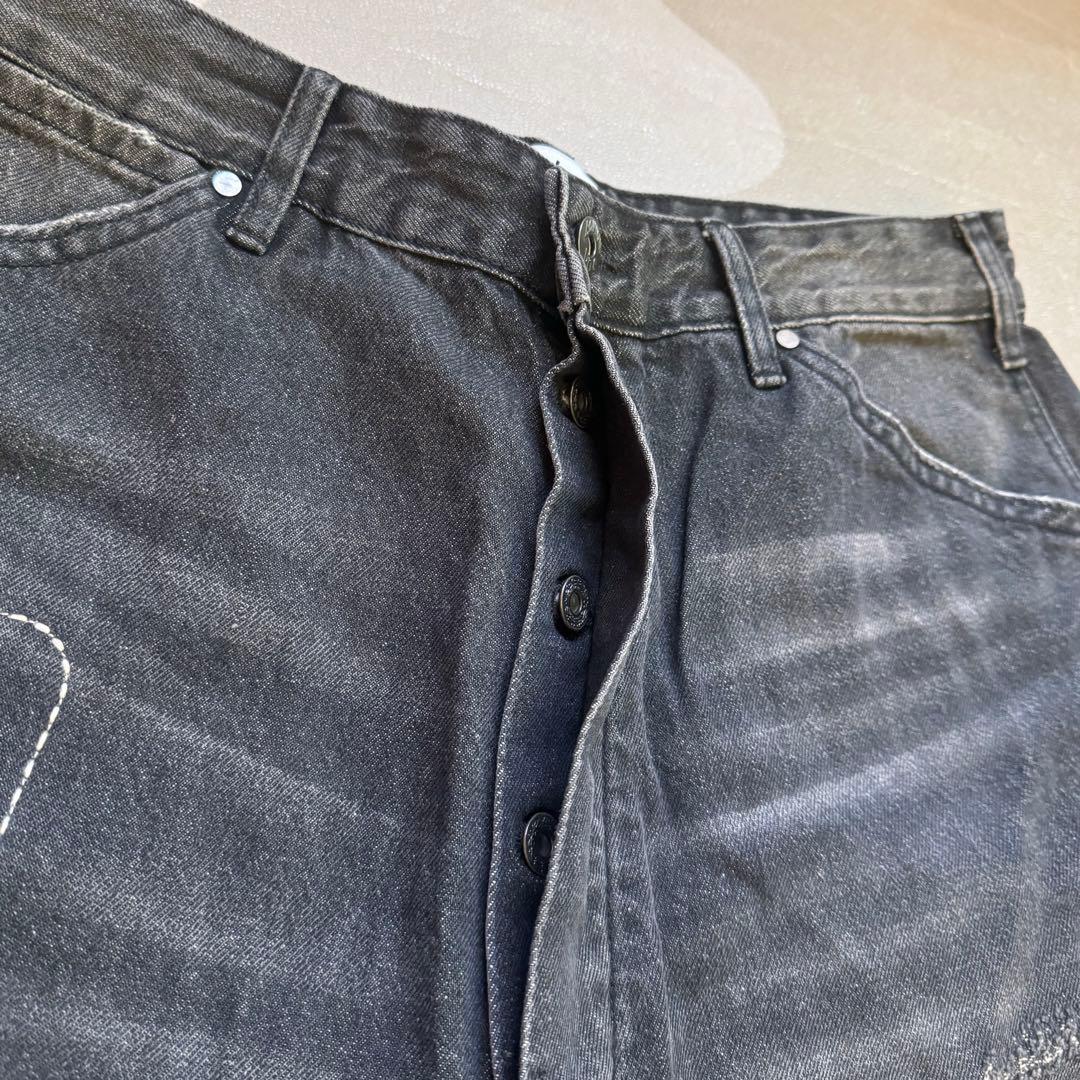 パンツ BOWWOW 30S BLACK DENIM PANTS REPAIRED