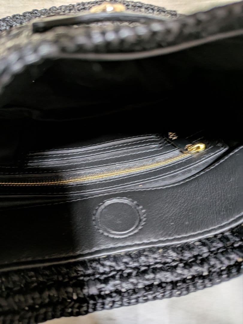 【極美品】ヘレンカミンスキー　黒編み込みラフィアバッグ　CassiaMini