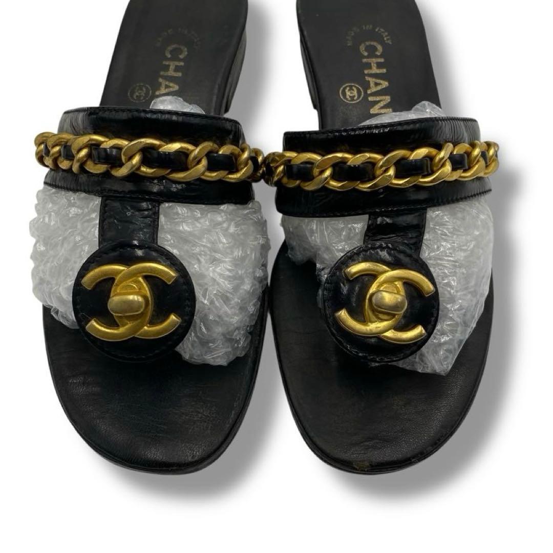 良品 CHANEL ココマーク ターンロック サンダル ミュール Vintage
