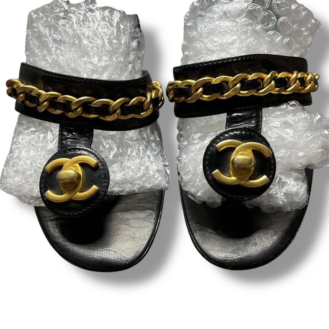 良品 CHANEL ココマーク ターンロック サンダル ミュール Vintage