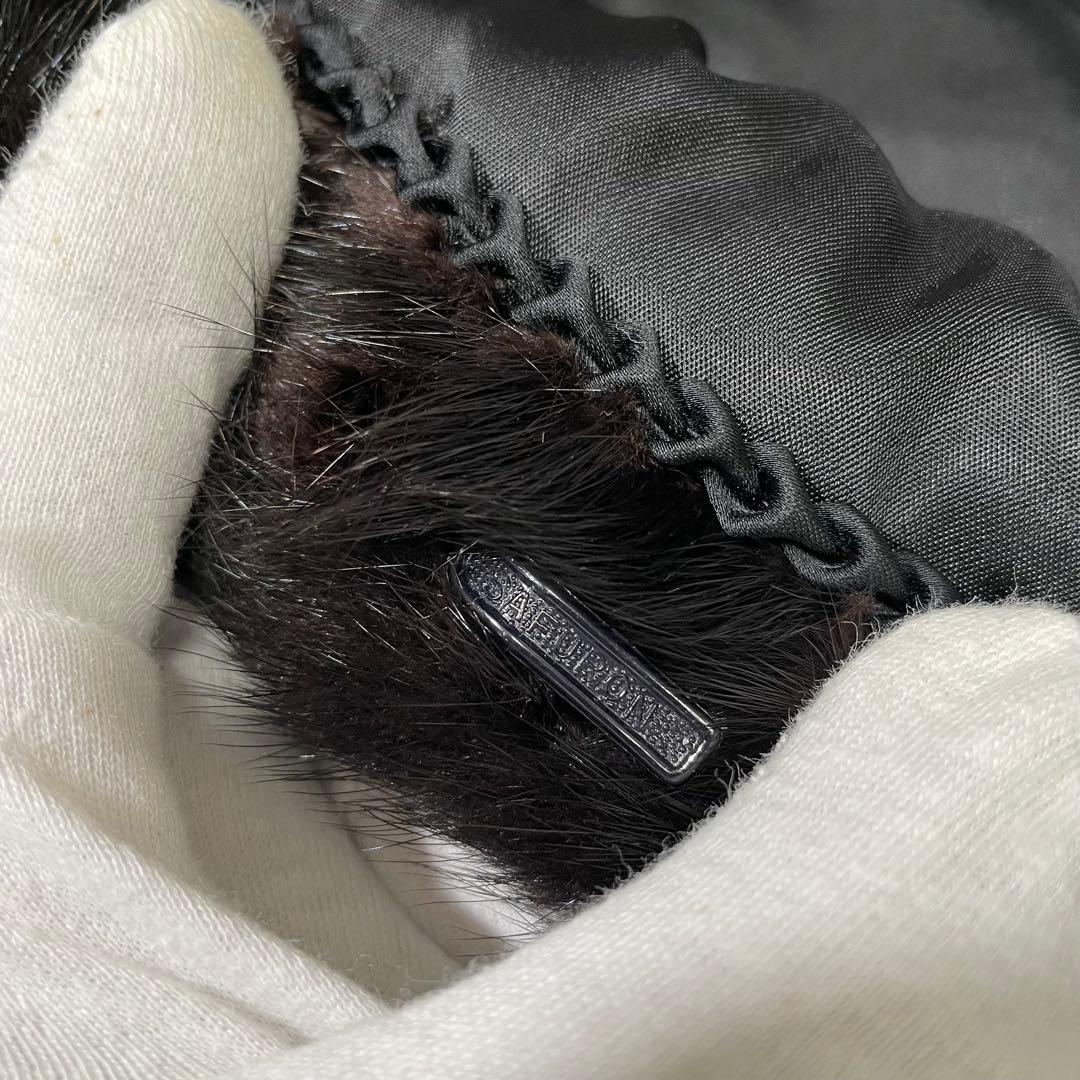 極美品 ブラックミンク 毛皮 ダーク リアルファー　コート　11号