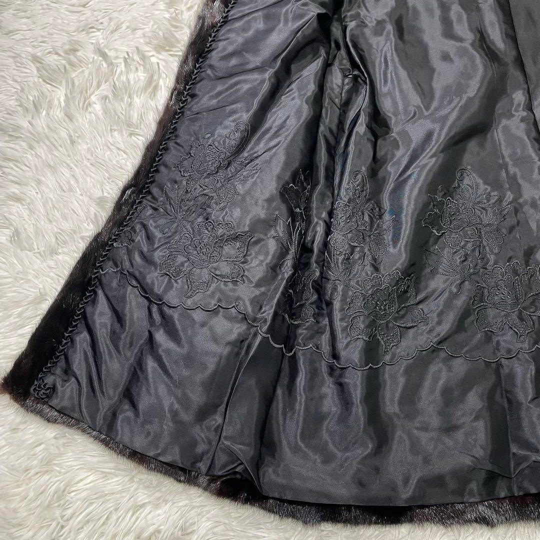 極美品 ブラックミンク 毛皮 ダーク リアルファー　コート　11号