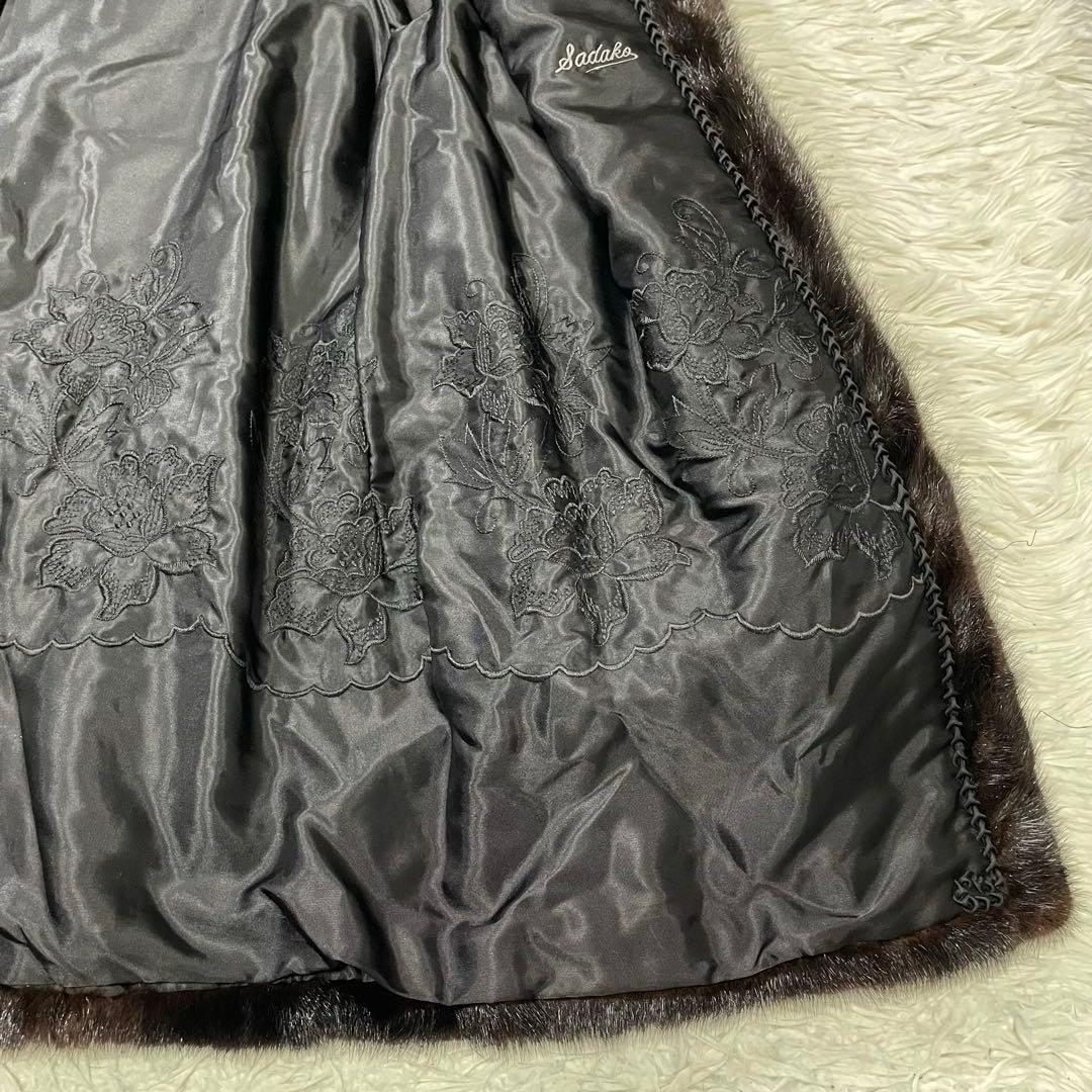 極美品 ブラックミンク 毛皮 ダーク リアルファー　コート　11号