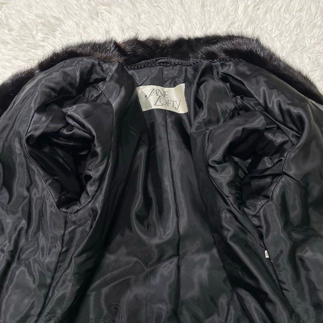 極美品 ブラックミンク 毛皮 ダーク リアルファー　コート　11号