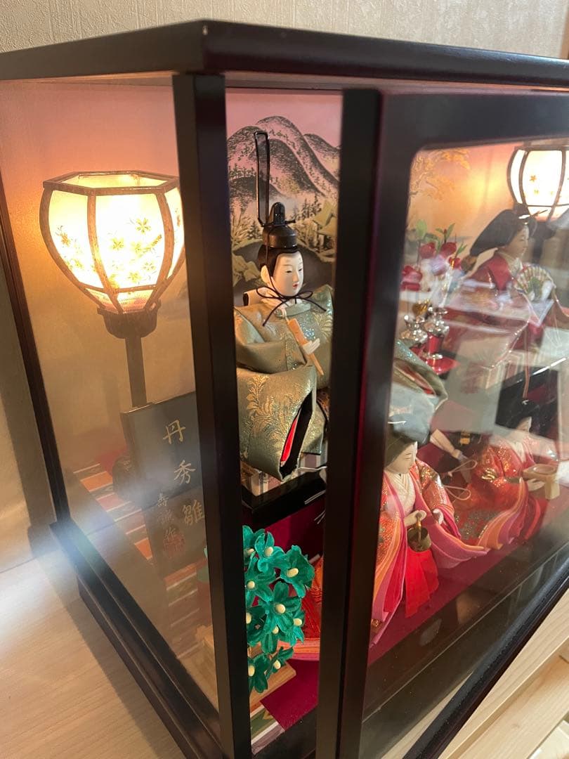 【美品】丹秀雛　極上特製三月雛人形 ケース付き　オルゴール人形小道具付き