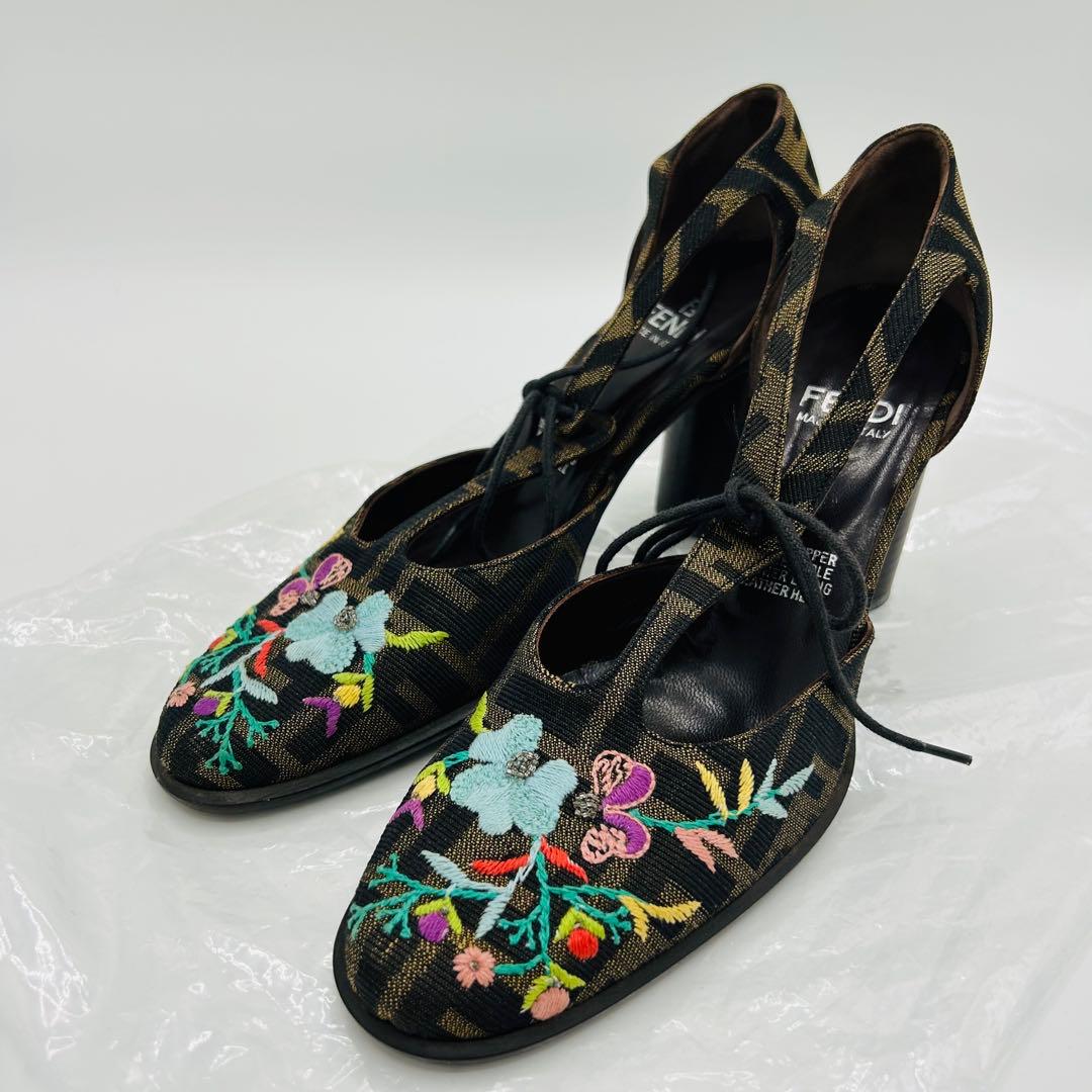 FENDI フェンディ ズッカ柄 ヒール サイズ36 23cm 花柄