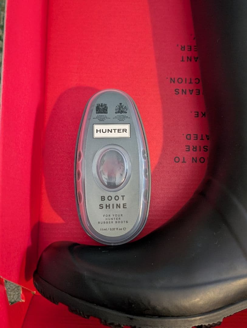HUNTER ブラックラバー長靴 バックル付き