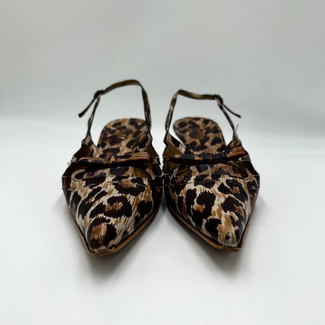 ドルチェ&ガッバーナ　ミュール　レオパード　アンクルストラップ　25cm