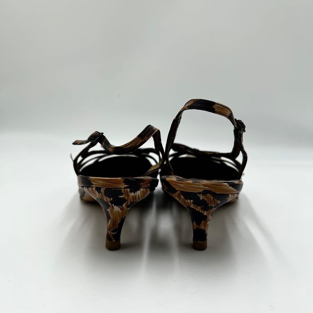 ドルチェ&ガッバーナ　ミュール　レオパード　アンクルストラップ　25cm