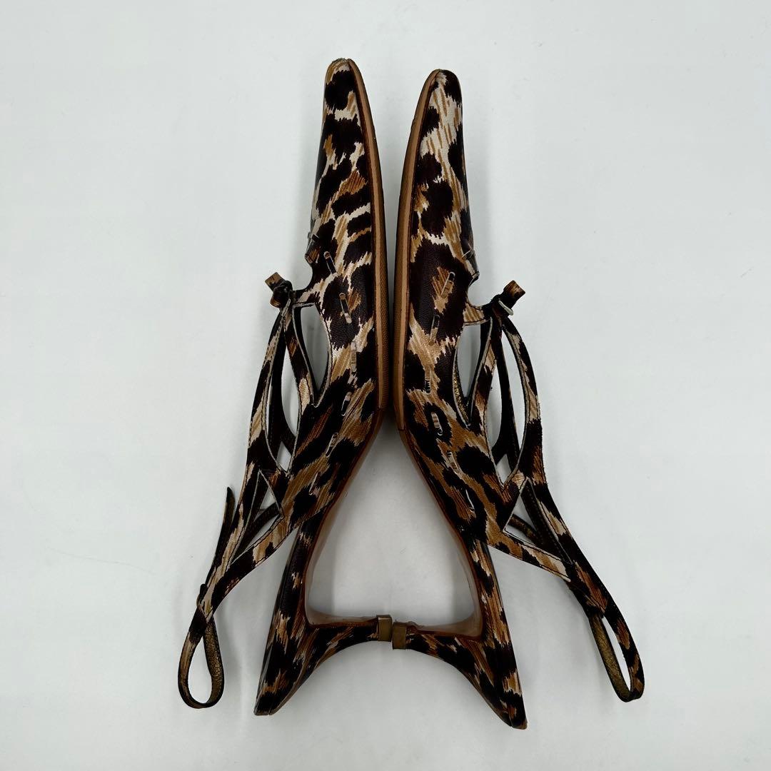 ドルチェ&ガッバーナ　ミュール　レオパード　アンクルストラップ　25cm