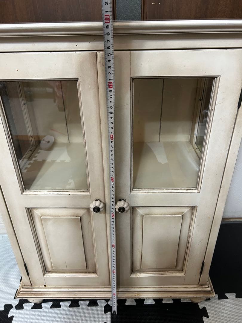 オールドメゾン　ヴィンテージ　アンティーク　ガラスキャビネット　収納棚