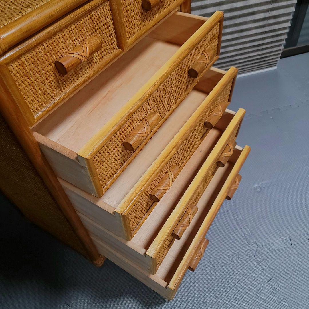 美品　ラタン　5段　チェスト　箪笥