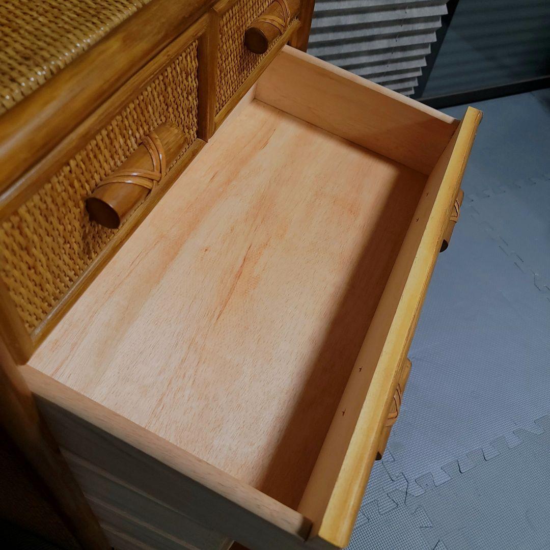 美品　ラタン　5段　チェスト　箪笥