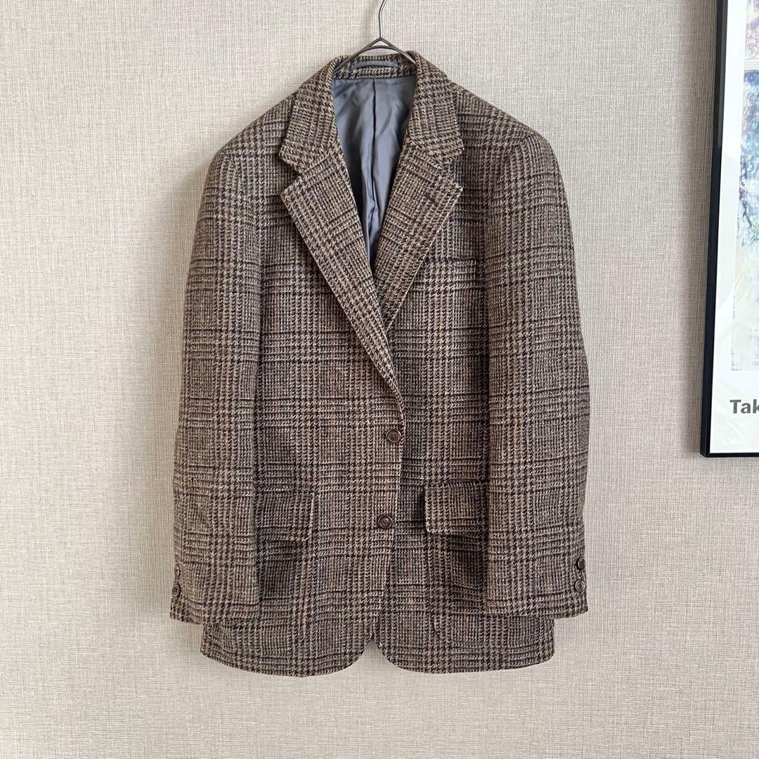 J.PRESS テーラードジャケットツイード チェック ブラウン 古着