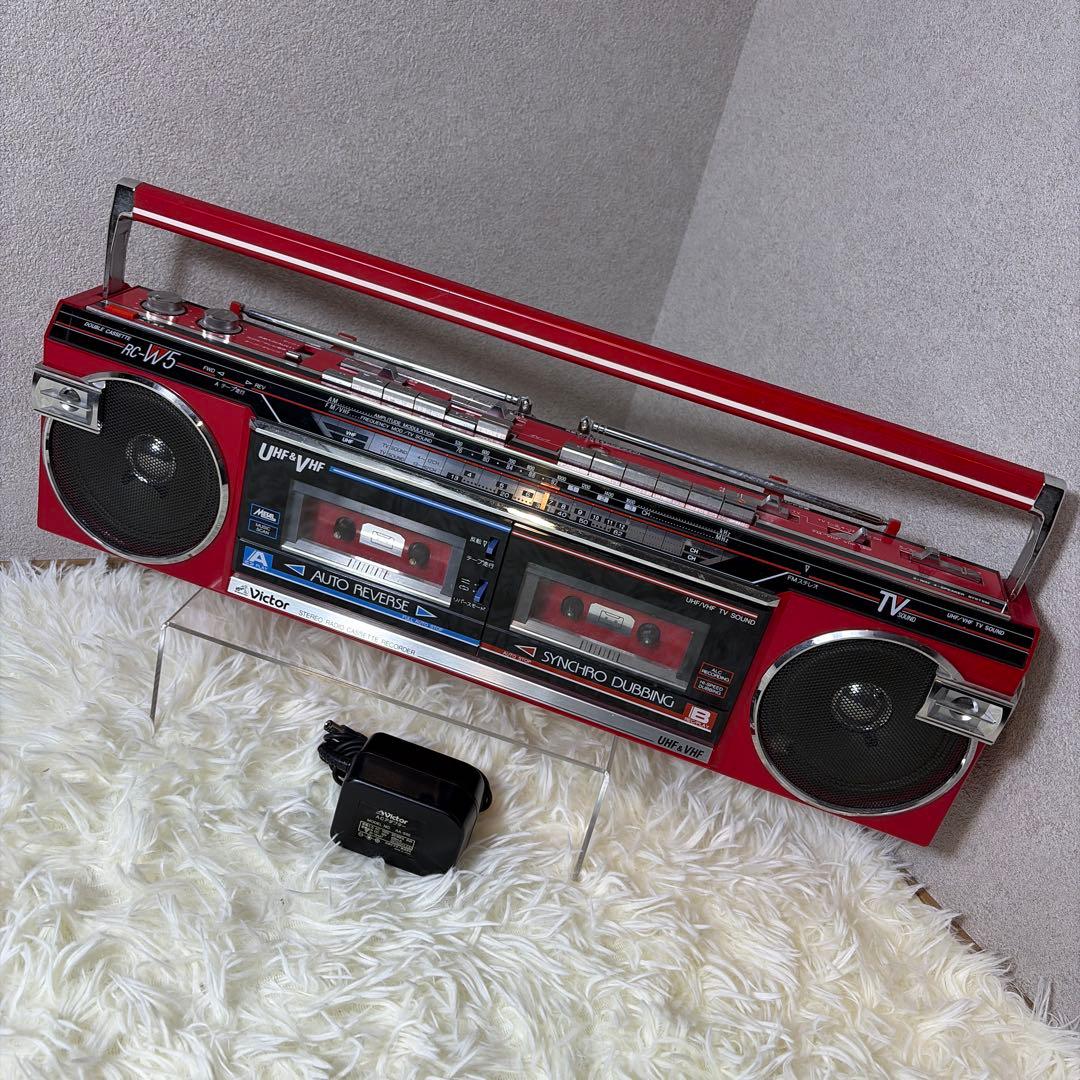 【極美品】Victor ビクター RC-W5 赤色 ラジカセ　動作確認済