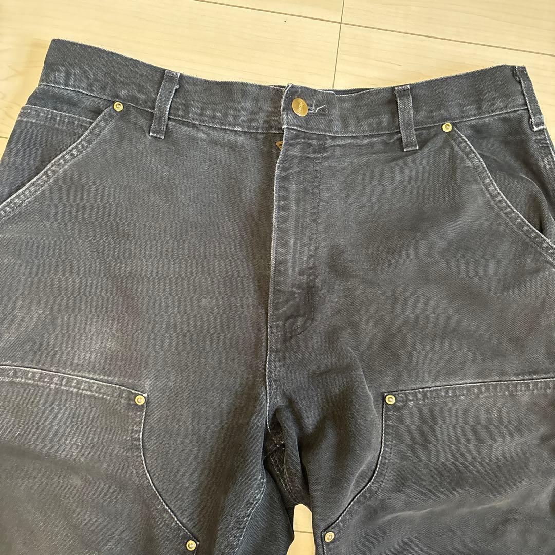 カーハート ダブルニー 黒 ブラック 34✖️30 希少サイズ USA製